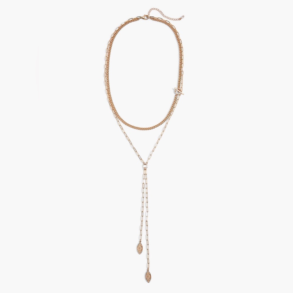 NEW Gold Tone Filagree Chain Y Necklace